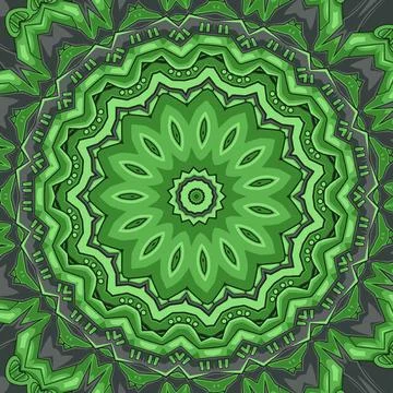 Green color seamless pattern with mandala ornament vector illustration イラスト素材