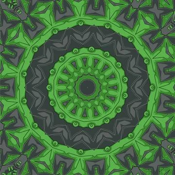 Green color seamless pattern with mandala ornament vector illustration 스톡 일러스트