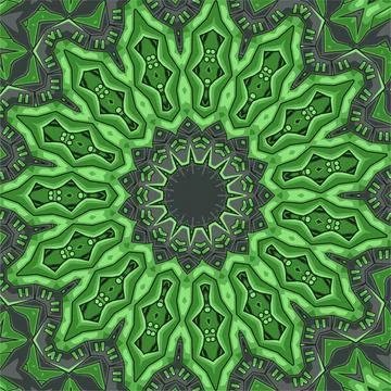 Green color seamless pattern with mandala ornament vector illustration Illustrazione stock