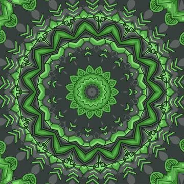 Green color seamless pattern with mandala ornament vector illustration 스톡 일러스트