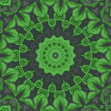 Green color seamless pattern with mandala ornament vector illustration Illustrazione stock