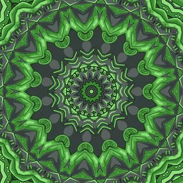 Green color seamless pattern with mandala ornament vector illustration Stock Illustration