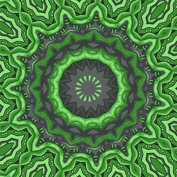 Green color seamless pattern with mandala ornament vector illustration Illustrazione stock