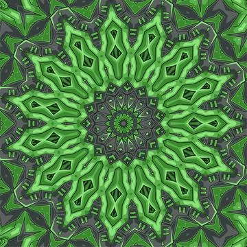 Green color seamless pattern with mandala ornament vector illustration Stock Illustration