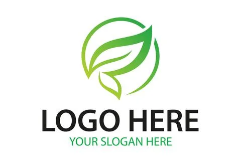 Green Color Simple Abstract Circle Leaf Nature Eco Logo Design	 Illustrazione stock