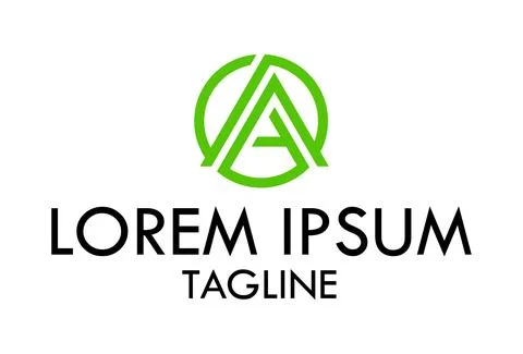 Green Color Simple Circle Triangle Line Art Initial Letter A Logo Design	 Illustrazione stock