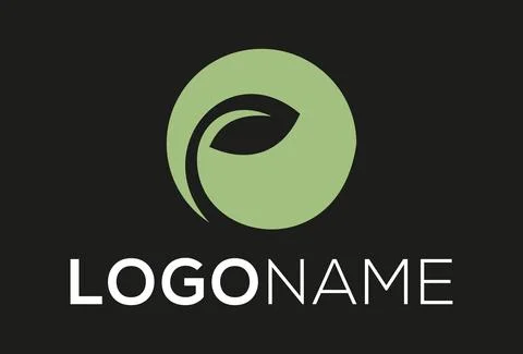 Green Color Simple Negative Space Leaf Eco Nature Circle Logo Design	 Stock Illustration