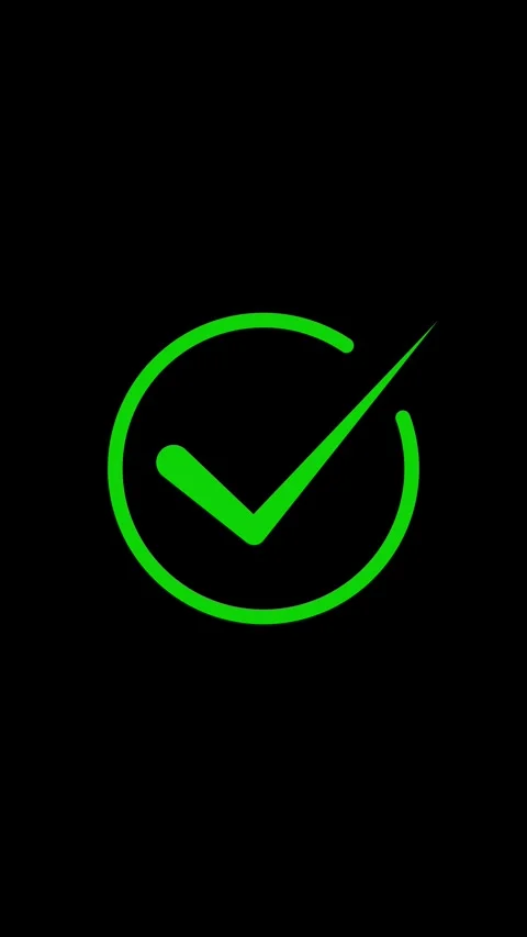 Green color simple tick mark animation with black background 4k Stock Footage 322966676