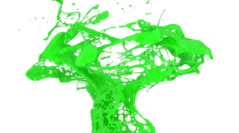 Green color splashes in slow motion, alpha channel included (FULL HD) Video stock 48935642