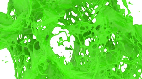 Green color splashes in slow motion into screen, alpha included (FULL HD) Stock Footage 63570998