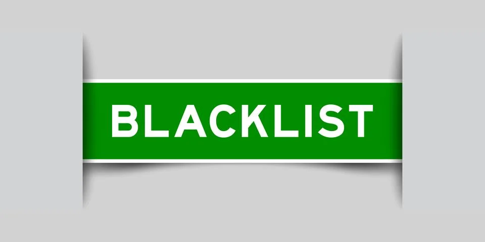 Green color square shape sticker label with word blacklist inserted in gray.. Stock Illustration