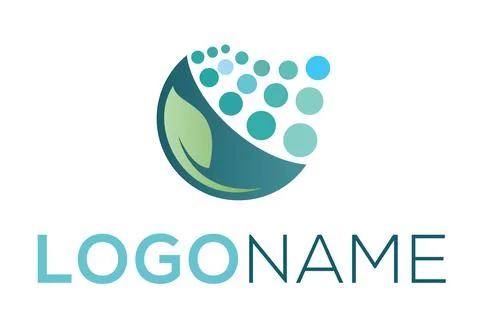 Green Color Tech Leaf Eco Nature Circle Logo Design	 Stock Illustration