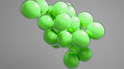Green colored bubbles floating against grey background. Stock Illustration