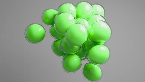 Green colored bubbles floating against grey background. Stock Illustration