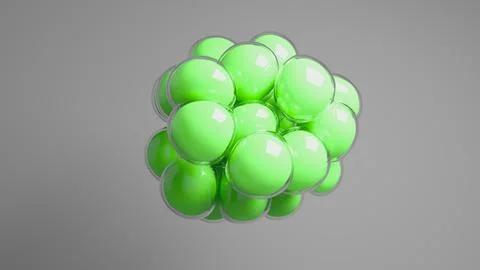 Green colored bubbles floating against grey background. Stock Illustration