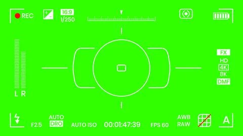 Green colored chroma key camera rec frame viewfinder overlay background screen Stock Illustration
