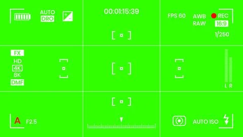 Green colored chroma key camera rec frame viewfinder overlay background screen Stock Illustration