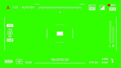 Green colored chroma key camera rec frame viewfinder overlay background screen Stock Illustration