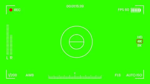 Green colored chroma key camera rec frame viewfinder overlay background screen Stock Illustration