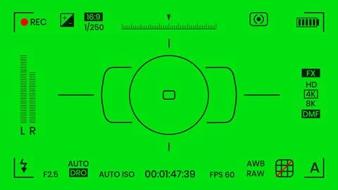 Green colored chroma key camera rec frame viewfinder overlay background screen Stock Illustration