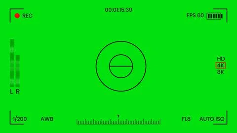 Green colored chroma key camera rec frame viewfinder overlay background screen Stock Illustration