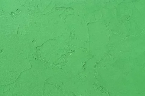 Green colored decorative plaster surface. Light green color concrete background. Stock Photos