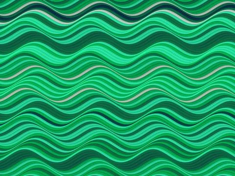 Green colored horizontal Wavy Background. Modern Pattern. 3d rendering Illustrazione stock