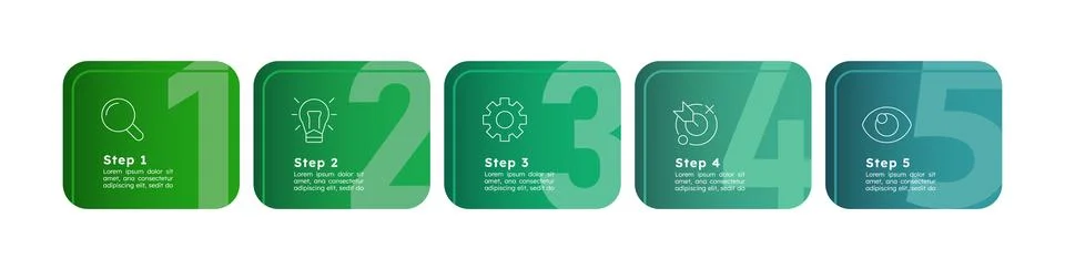 Green colored linear workflow infographic 5 steps Stock-Illustration