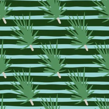 Green colored new year pine twigs silhouettes seamless doodle pattern. Dark a Illustrazione stock