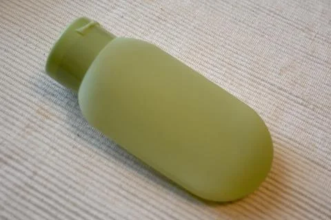 Green Colored Refillable Shower Bottle Minimal Product Concept Copy Space Fotos Stock