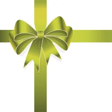 Green colored ribbon bow Stock Illustration
