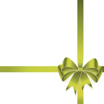 Green colored ribbon bow 스톡 일러스트