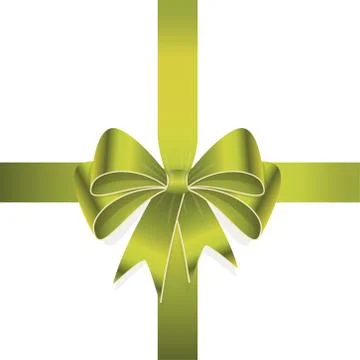 Green colored ribbon bow 스톡 일러스트