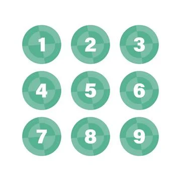 Green colored round 3D bullet icon set 스톡 일러스트