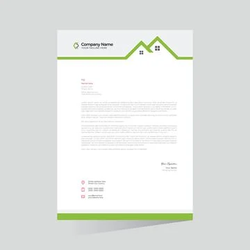 Green colored stylish vector home letterhead design Stock Illustration