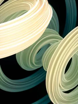 Green colored twisted shape. Abstract geometric 3D render illustration Stock Illustration