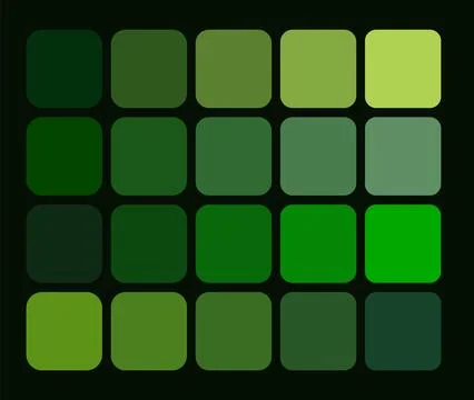 A green color's swatch set colocation square pattern on a black background イラスト素材