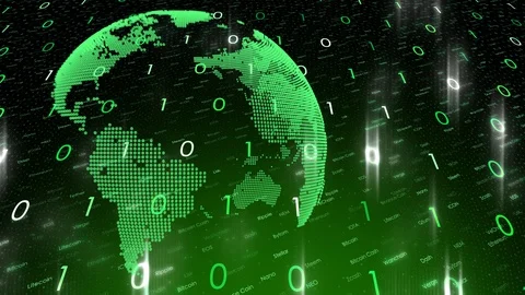 Green coloured Cyberspace earth with binary data Stock-Footage 121233594