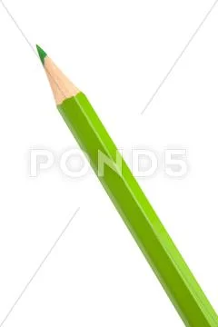 Green colouring crayon pencil Stock Photos