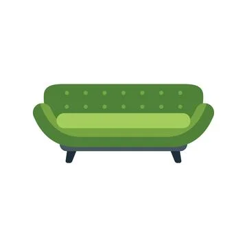 Green comfortable sofa with pillows is standing on white background Stock Illustration