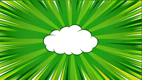Green comic book background with a central white speech bubble for text copy Vidéo 346725026