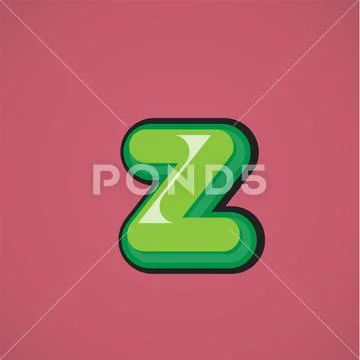 Green comic character from a fontset, vector illustration Illustration ...