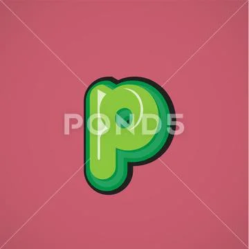 Green comic character from a fontset, vector illustration Illustration ...