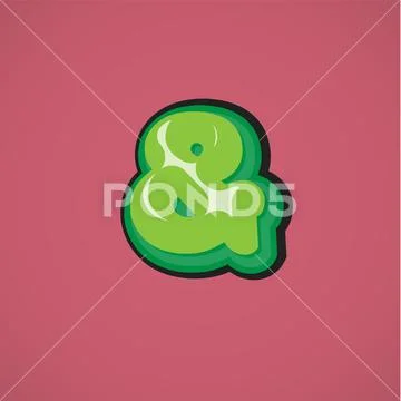 Green comic character from a fontset, vector illustration Illustration ...