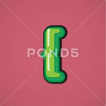 Green comic character from a fontset, vector illustration: Graphic ...