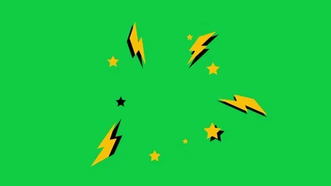 Green Comic Electric Lightning Stars Pattern Stock-Footage 336837519