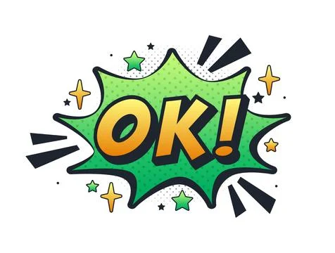 Green comic speech bubble expressing ok with stars Stock-Illustration