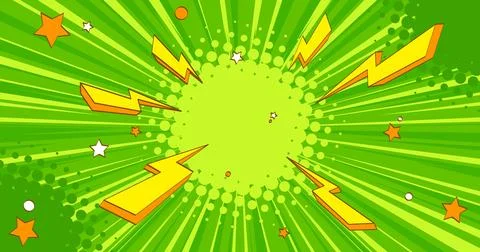 Green comic sunburst background Stock Illustration
