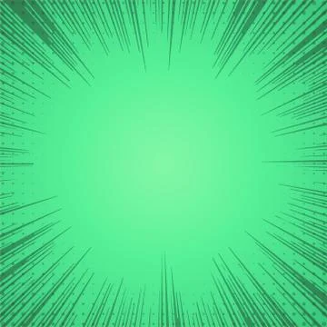 Green comic zoom lines background Stock Illustration