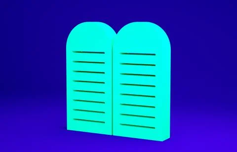 Green The commandments icon isolated on blue background. Gods law concept. Mi Illustrazione stock